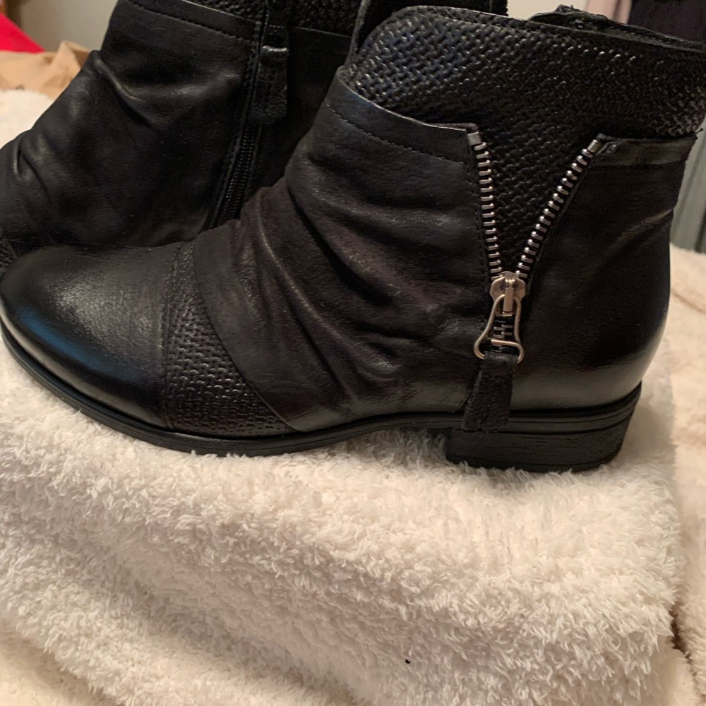 Miz Mooz Textured Black Ankle Booties